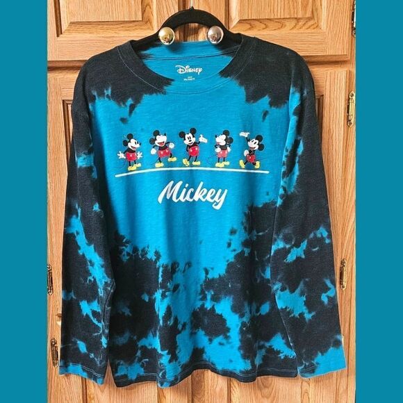 DISNEY Plus Size Tie Dye Mickey Mouse Long Sleeve Graphic Tee - Picture 2 of 10